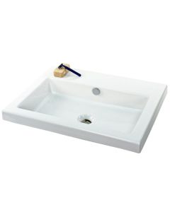 Nameeks CAN01011-1 Tecla Cangas Rectangular White Ceramic Drop In or Wall Mounted Sink in White