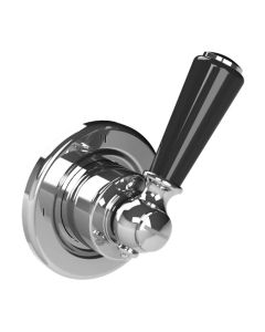 Lefroy Brooks CB-1011-CP Classic (1900) Wall Mounted Concealed 3 Way Diverter Trim Only with Lever Handle in Polished Chrome with Black Lever Handles (Rough Sold Separately)