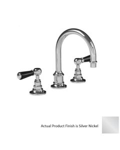 Lefroy Brooks CB-1108-NK Classic (1900) Tubular Three Holes Deck Mounted Basin Mixer Faucet with Click Up Waste in Silver Nickel with Black Lever Handles