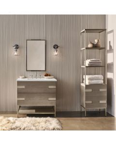 Robern CC2440D4ND35SC Craft Series 24" W X 40" X 4" D Industrial Metal Medicine Cabinet in Bronze with Aged Brass and Slow-Close Hinges