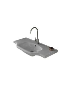 Nameeks CERASTYLE 081300-U-1 40" L X 18" W X 2" H Rectangular Ceramic Wall Mounted Bathroom Sink with Overflow in White