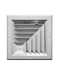 Continental Industries AE5W 06MS 6" Square Ceiling Diffuser, 2-Way Corner, Multi-Shutter Damper, White, Extruded Aluminum, Import