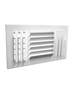 Continental Industries C3W 0606 6" X 6" Curved-Blade Sidewall/Ceiling Register, 3-Way Deflection, Multi-Shutter Damper, White, Steel, USA