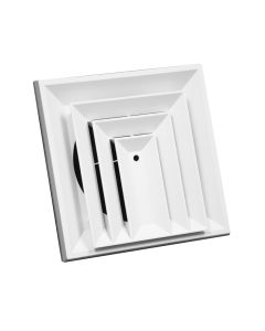 Continental Industries P19W 08082C 8" X 8" Integrated Square Ceiling Diffuser, 2-Way Corner Diffusion, White, Composite Plastic, USA