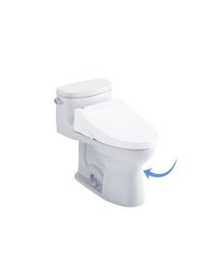 TOTO CST634CEFGT40#01 Supreme II One-Piece Elongated 1.28 GPF WASHLET+ Ready Toilet with CEFIONTECT in Cotton White