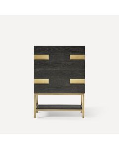 Robern CVSE2421587 Sendai 24" W X 34" H X 23" D Vanity Base in Matte Black Oak and Aged Brass (Vanity Top Sold Separately)