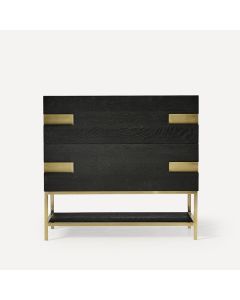 Robern CVSE3621587 Sendai 36" W X 34" H X 23" D Vanity Base in Matte Black Oak and Aged Brass (Vanity Top Sold Separately)