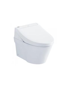 TOTO Washlet+ AP Wall-Hung Elongated Toilet, Washlet C5, DuoFit 0.9/1.28 GPF Dual Flush In Wall Carrier, Matte Silver Flush Plate CWT4263084CMFG#MS