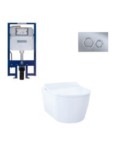 Toto CWT427227CMFG#MS RP Compact 0.9 or 1.6 GPF Wall Mounted Toilet and In-Wall Tank System in Matte Silver