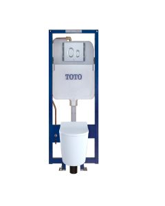Toto CWT447247CMFG#WH RP Wall-Hung D-Shape Toilet and DuoFit® In-Wall 1.28 and 0.9 GPF Dual-Flush Tank System with Copper Supply in White Matte