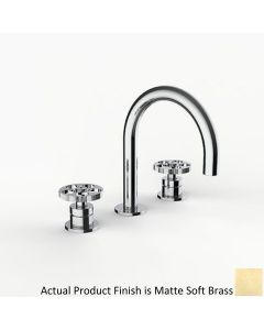 Davinci D01-H14-100-G-MSB Program 1.1 Deck Mounted, Three Hole Lavatory Faucet with Arc Spout with 16Mm Stem Handles On Groove Base in Matte Soft Brass