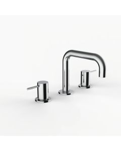 Davinci D02-H01-100-PC Program 1.0 Deck Mounted Three Hole Lavatory Faucet with 90 Degree Spout with Lever Handles in Polished Chrome