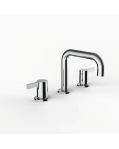 Davinci D02-H02-100-PC Program 1.0 Deck Mounted Three Hole Lavatory Faucet with 90 Degree Spout with Lever Handles in Polished Chrome