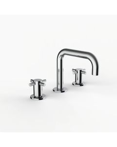 Davinci D02-H06-100-PC Program 1.0 Deck Mounted Three Hole Lavatory Faucet with 90 Degree Spout with Cross Handles in Polished Chrome