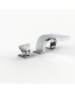 Davinci D04-H10-100-PC Torsion Deck Mounted Three Hole Lavatory Faucet with Low Profile Spout with Flat Knob Handles in Polished Chrome