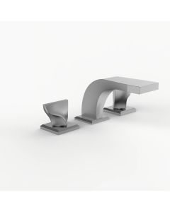 Davinci D04-H10-100-SN Torsion Deck Mounted Three Hole Lavatory Faucet with Low Profile Spout with Flat Knob Handles in Satin Nickel 