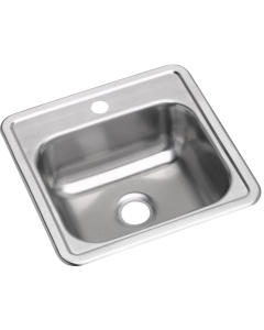 Elkay D115161 Dayton 15" W X 15" L X 5-3/16" H, 1-Hole Single Bowl Drop-in Bar Sink with 3-1/2" Drain Opening in Stainless Steel