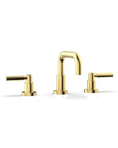 Phylrich D132/024 Basic 1.2 GPM Deck Mounted Three Hole High Spout Widespread Bathroom Faucet with Lever Handles in Satin Gold