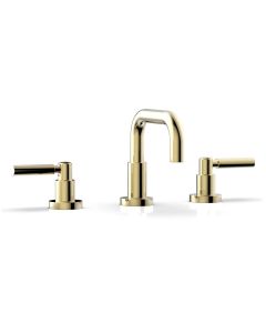 Phylrich D132/03U Basic 1.2 GPM Deck Mounted Three Hole High Spout Widespread Bathroom Faucet with Lever Handles in Polished Brass Uncoated