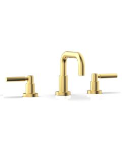 Phylrich D132/24J Basic 1.2 GPM Deck Mounted Three Hole High Spout Widespread Bathroom Faucet with Lever Handles in Gold