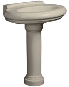 Danze DC016028BC 30 Inch Single Bowl Vitreous China Pedestal Lavatory Sink with Overflow, Widespread Faucet Mounting, 8 Inch Centers and Backsplash In Biscuit (Requires Pedestal Column or Vanity Sold Separately)