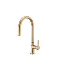 Brizo 63075LF-GLLHP Odin® 1.8 GPM Deck Mounted Single Hole Pull Down Kitchen Faucet with Arc Spout in Brilliance® Luxe Gold® (Handle Sold Separately)