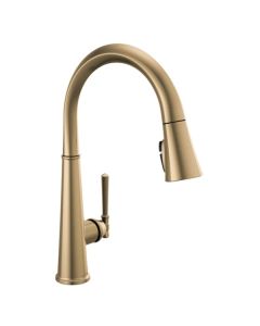 Delta 9182-CZ-PR-DST Emmeline® 1.8 GPM Deck Mounted Single Handle Pull Down Kitchen Faucet with On/Off Touch Activation, ShieldSpray and Magnetic Docking Spray Head in Lumicoat Champagne Bronze