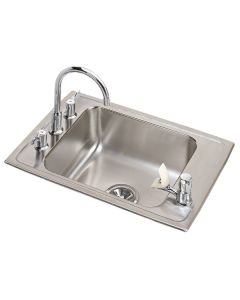 Elkay DRKR2517C 18 Gauge Stainless Steel 25" X 17" X 7.625" Single Bowl Top Mount Sink Kit