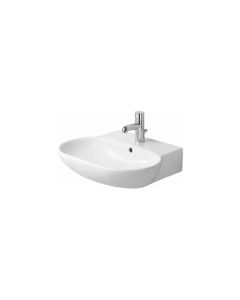 Duravit 04196000001 Foster 24" L X 19" W X 6-1/2 H Wall Mounted Oval Single Hole Washbasin with Overflow in White