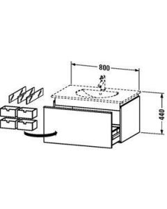 Duravit DN646103114 Darling New 32" L X 22" W X 18" H Wall Mounted Vanity Base Only with Three Glass Dividers (Vanity Top Sold Separately)