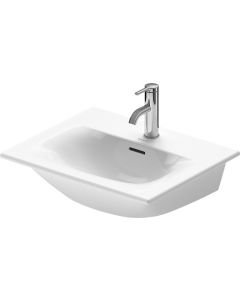 Duravit 2344530060 Viu 20.88" L X 7.25" W X 16.88" H Furniture Handrinse with Overflow, with Faucet Deck, Ceramic Covered Push-Open Waste Basin in White (Vanity Bottom Sold Separately)