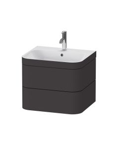 Duravit HP4635O8080 Happy D.2 Plus 22.63" L X 19.25" W X 18.38" H Furniture Washbasin C-Bonded with Vanity Wall-Mounted in Graphite Super Matte