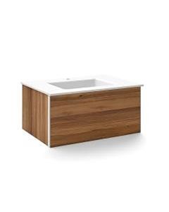 Robern VF30PDCLPWM55 30" Vanity with Stone Single Hole Sink Top in Smooth Leaved Elm/White