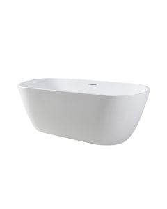 Emory and Bond EB40160 Atlantic Freestanding Bath Tub 60"L X 28"W X 23"H, Glossy White, Oval, Center Drain