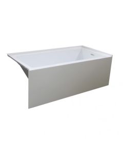 Emory and Bond EB407606 Essex Skirted Alcove 60" L X 30" W Acrylic Bath Tub in White with Right Hand Flange Rectangular Design Slotted Overflow Round Drain Hole