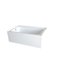 Emory and Bond EB4830L 46" L x 27" W x 16" H Round Overflow Hole Skirted Acrylic Alcove Bathtub with Left Hand Drain in White