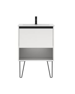 Emory and Bond EB554245WH Yuli 24" L X 18" D X 22" H Vanity Base with One Drawer and Shelf in White (Top and Legs Sold Separately)