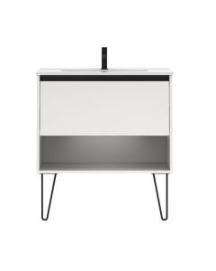 Emory and Bond EB554255WH Yuli 32" L X 18" D X 22" H Vanity Base with One Drawer and Shelf in White (Top and Legs Sold Separately)