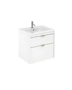 Emory and Bond EB55624MW 24" L X 18" D Wall Mount Vanity Base with Two Drawers in Matte White (Vanity Top Sold Separately)