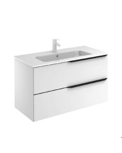 Emory and Bond EB55840MW 40" L X 18" D Wall Mount Vanity Base with Two Drawers in Matte White (Vanity Top Sold Separately)