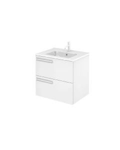 Emory and Bond EB55924LMW 24" L X 18" D Wall Mount Vanity Base with Left Hand Two Drawer in Matte White (Vanity Top Sold Separately)