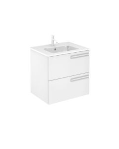 Emory and Bond EB55924RMW 24" L X 18" D Wall Mount Vanity Base with Right Hand Two Drawer in Matte White (Vanity Top Sold Separately)