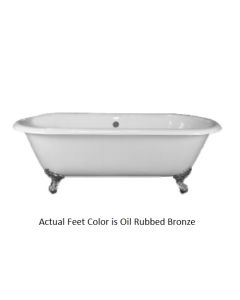 Emory & Bond EB70160ORB Universal Cast Iron 61" Double Roll Top Claw Foot Tub with Oil Rubbed Bronze Feet