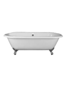 Emory & Bond EB70160PC Universal Cast Iron 61" Double Roll Top Claw Foot Tub with Chrome Feet