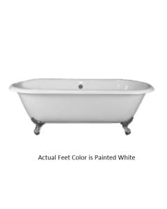 Emory & Bond EB70160WH Universal Cast Iron 61" Double Roll Top Claw Foot Tub with White Feet