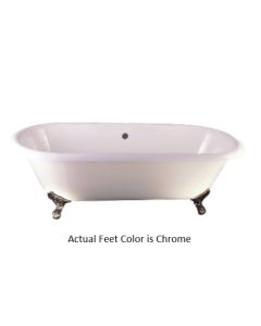Emory & Bond EB70167PC Universal Cast Iron 67" Double Roll Top Claw Foot Tub with Chrome Feet