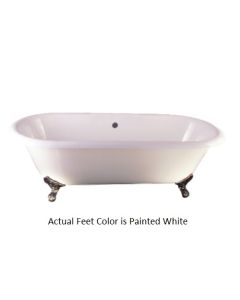 Emory & Bond EB70167WH Universal Cast Iron 67" Double Roll Top Claw Foot Tub with White Feet
