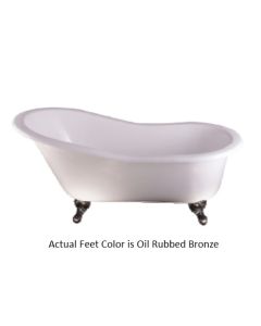 Emory & Bond EB70260ORB 61" Cast Iron Slipper Claw Foot Tub with Oil Rubbed Bronze Feet in White