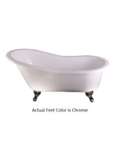 Emory & Bond EB70260PC 61" Cast Iron Slipper Claw Foot Tub with Chrome Feet in White