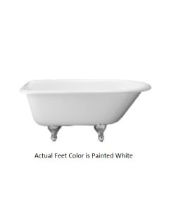 Emory & Bond EB70360WH Cast Iron Roll Top Soaking Claw Foot Tub with White Feet